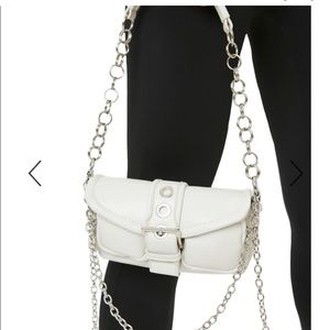 White faux leather bag